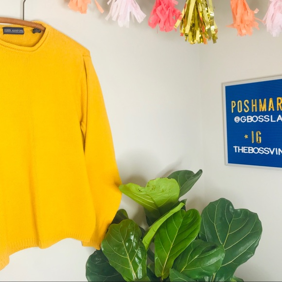 VTG Retro 90’s Mustard Yellow Oversized Sweater - Picture 2 of 4